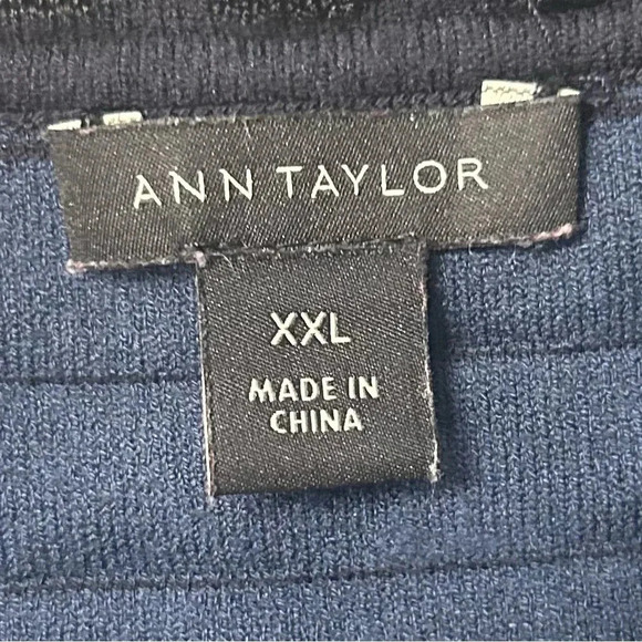 Ann Taylor Texture Stitch Flare Mini Dress Atlantic Navy Twee Mod Stretchy - Picture 9 of 12